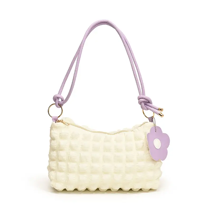 Pink Bubble Pleated Shoulder Bag for Women - Image 6
