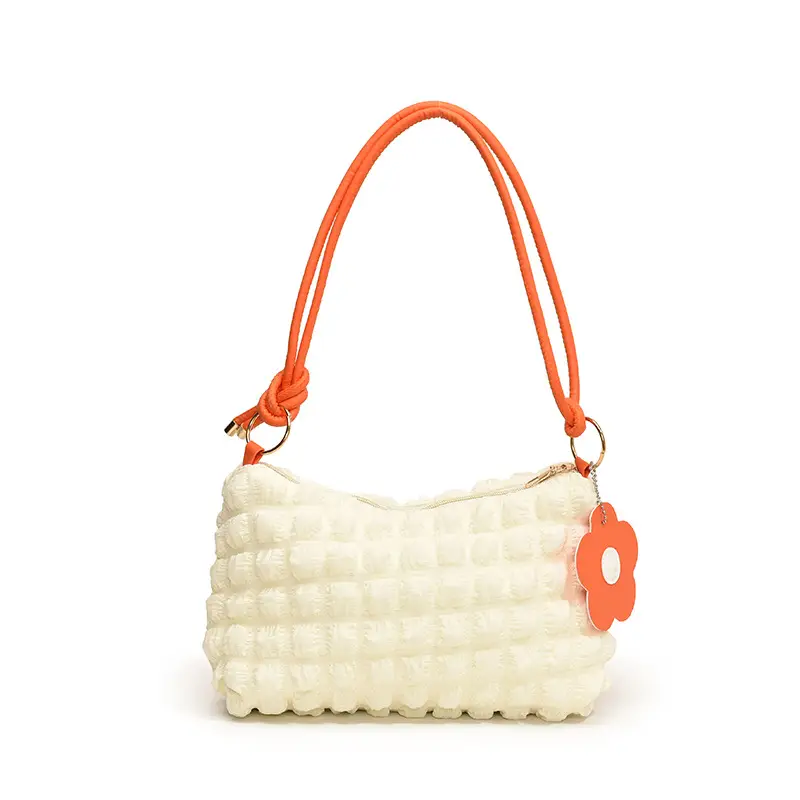 Pink Bubble Pleated Shoulder Bag for Women - Image 9