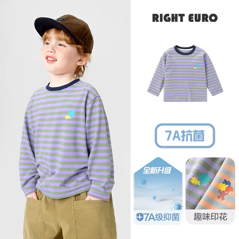 New European Style Boys Cotton Long Sleeve T-Shirt Light Blue - Image 44