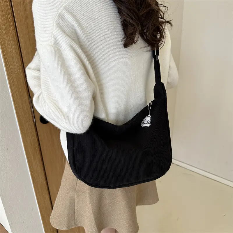 Beige Lazy Style Flannel Crossbody Bag for Women - Image 12