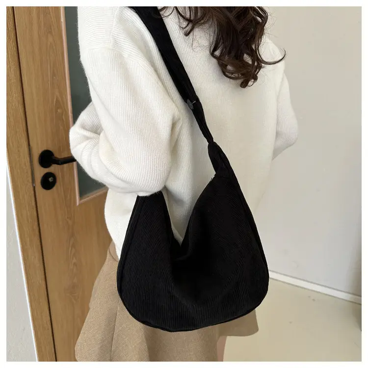 Beige Lazy Style Flannel Crossbody Bag for Women — feature 12