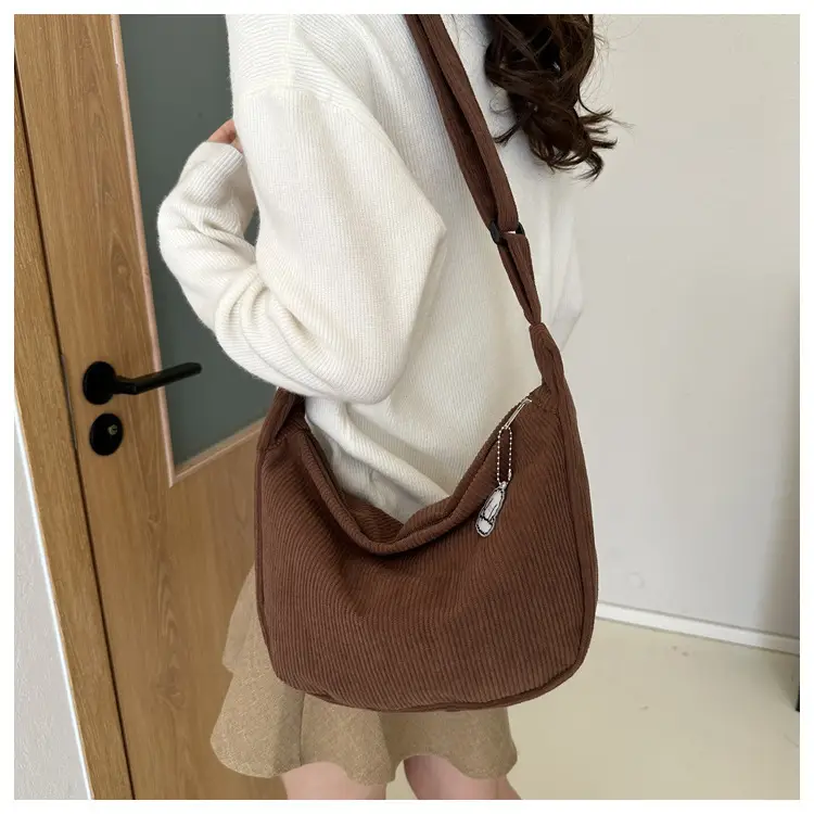 Beige Lazy Style Flannel Crossbody Bag for Women — feature 13
