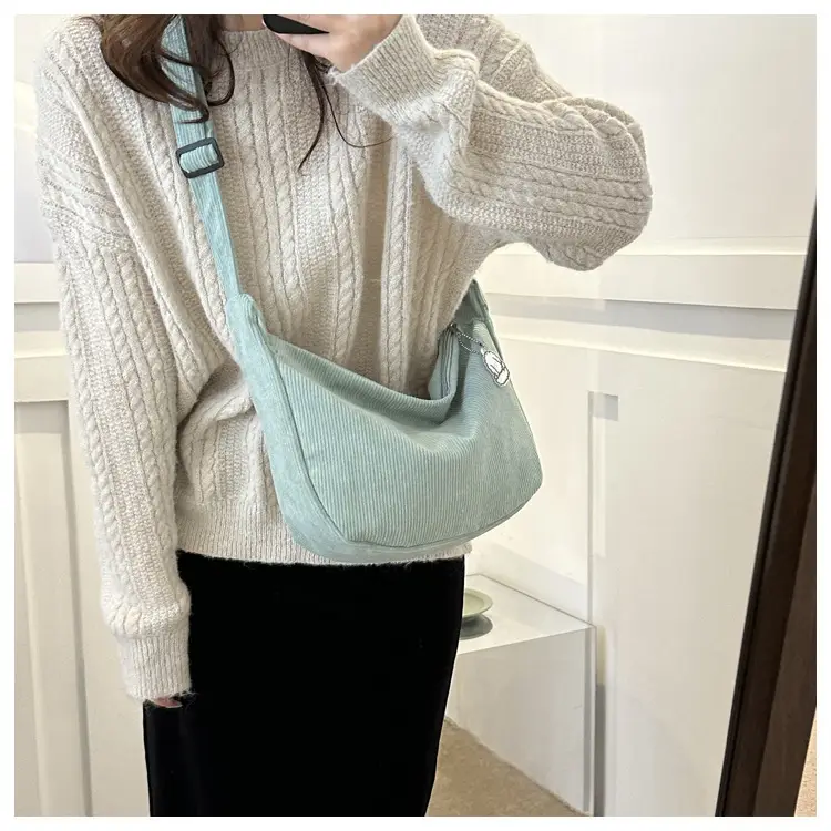 Beige Lazy Style Flannel Crossbody Bag for Women — feature 17