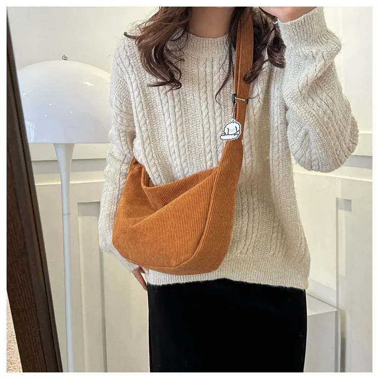 Beige Lazy Style Flannel Crossbody Bag for Women — feature 19