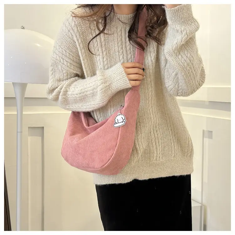 Beige Lazy Style Flannel Crossbody Bag for Women — feature 21