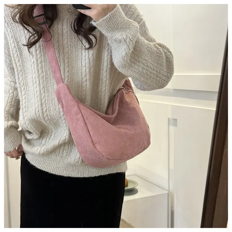 Beige Lazy Style Flannel Crossbody Bag for Women — feature 22