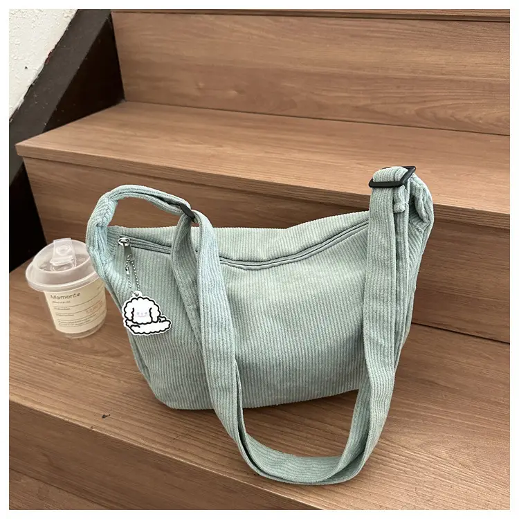 Beige Lazy Style Flannel Crossbody Bag for Women — feature 24