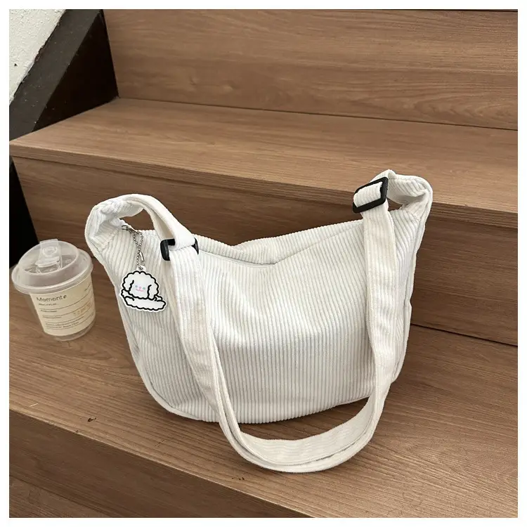 Beige Lazy Style Flannel Crossbody Bag for Women — feature 26
