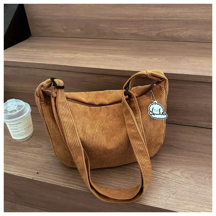 Beige Lazy Style Flannel Crossbody Bag for Women — feature 27