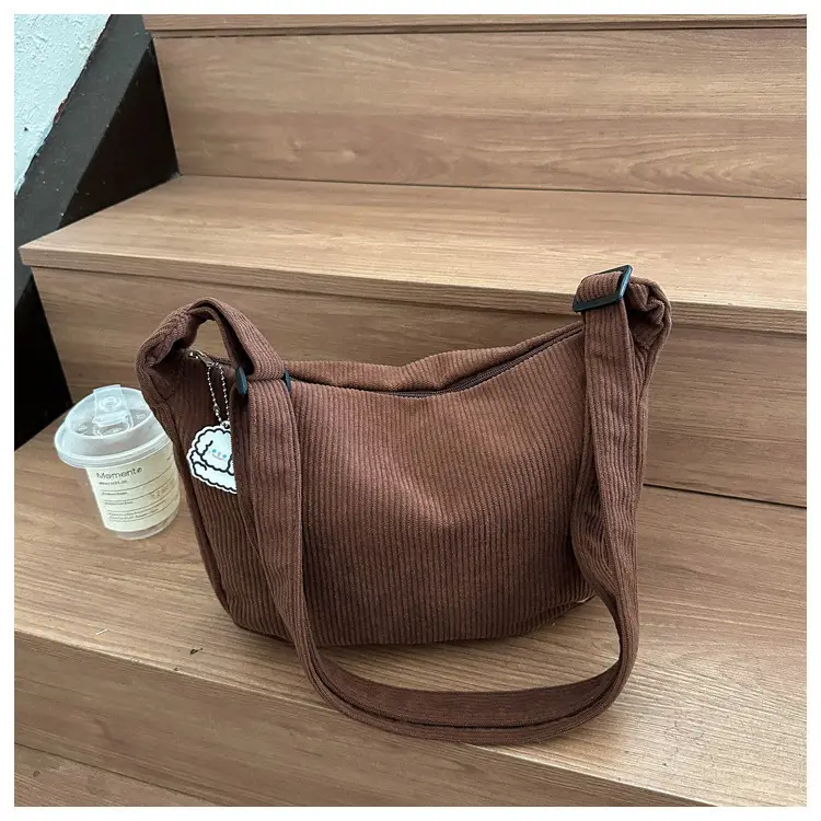 Beige Lazy Style Flannel Crossbody Bag for Women — feature 28