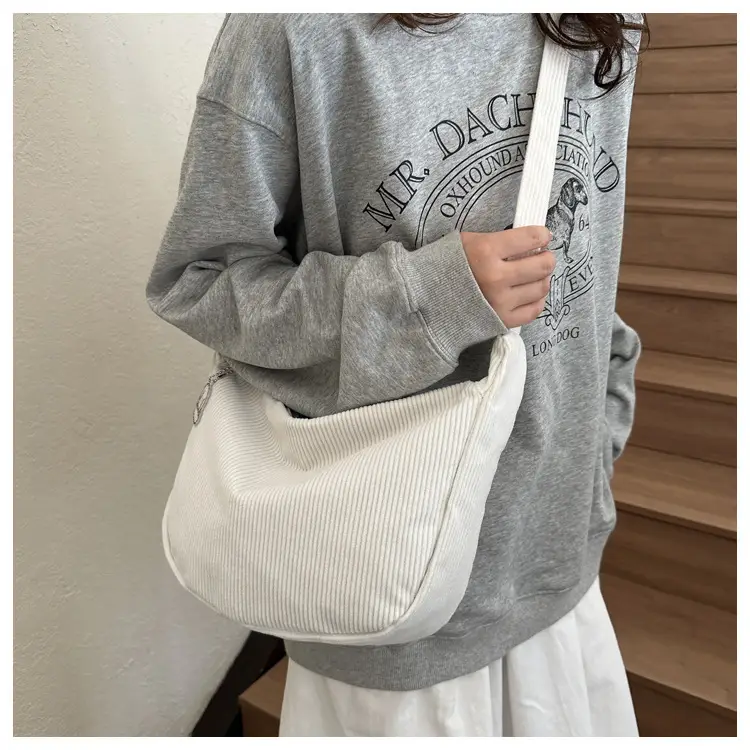 Beige Lazy Style Flannel Crossbody Bag for Women — feature 7