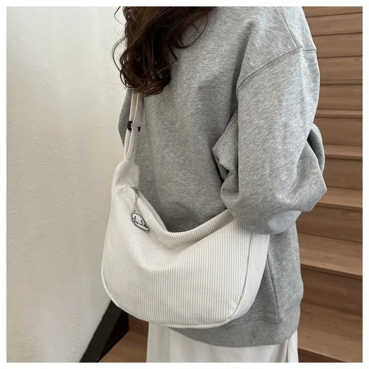 Beige Lazy Style Flannel Crossbody Bag for Women — feature 8