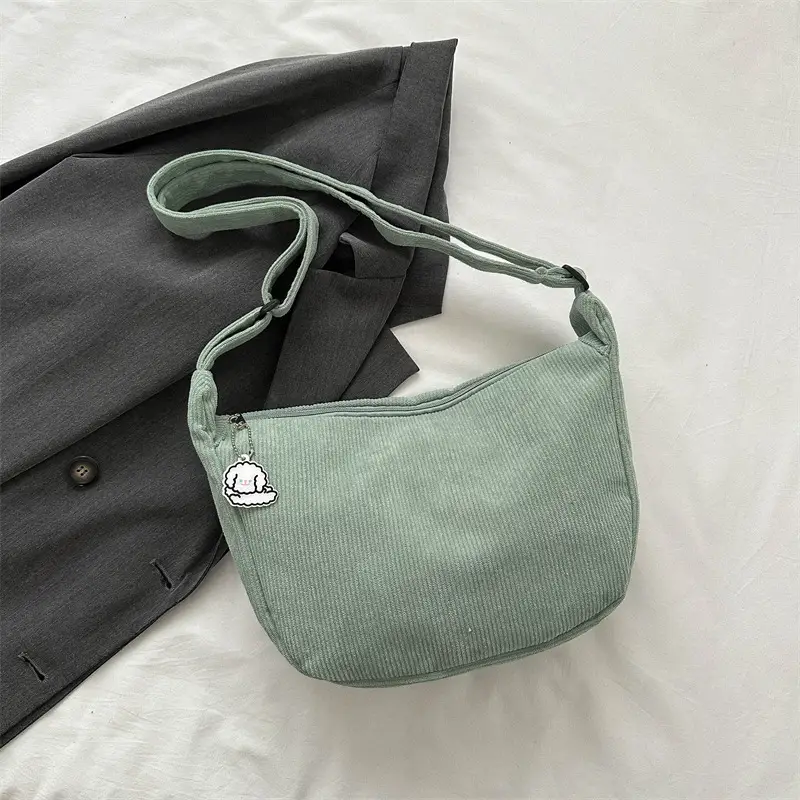 Beige Lazy Style Flannel Crossbody Bag for Women - Image 3