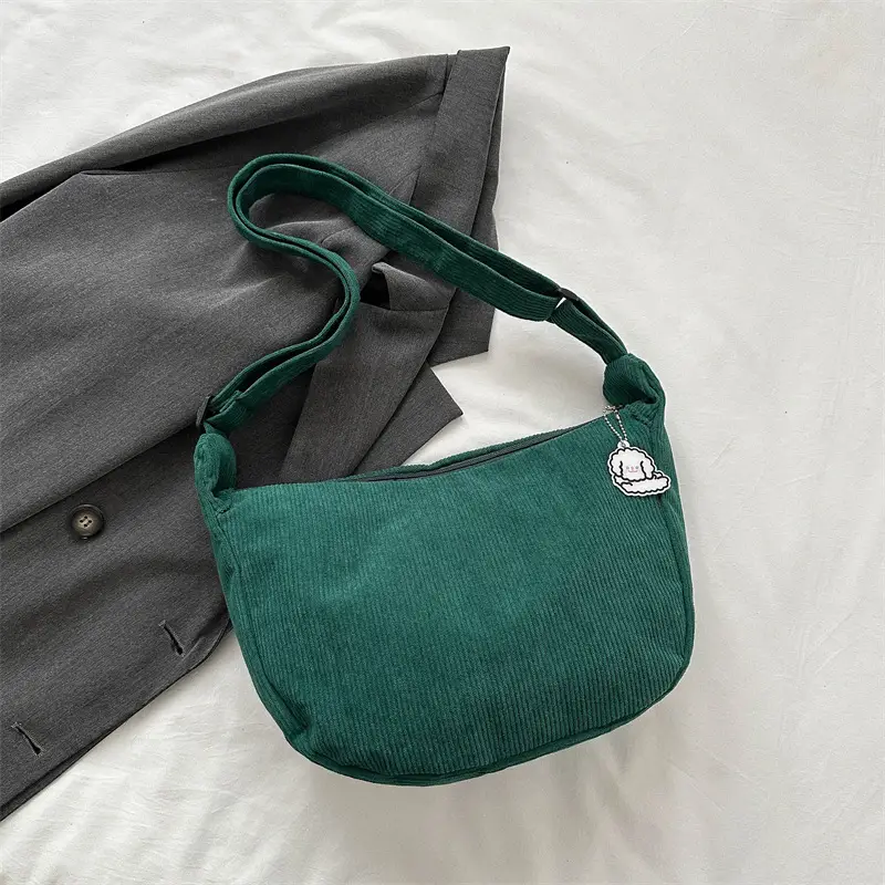 Beige Lazy Style Flannel Crossbody Bag for Women - Image 4