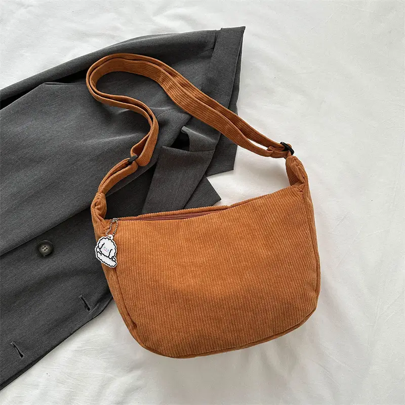 Beige Lazy Style Flannel Crossbody Bag for Women - Image 5