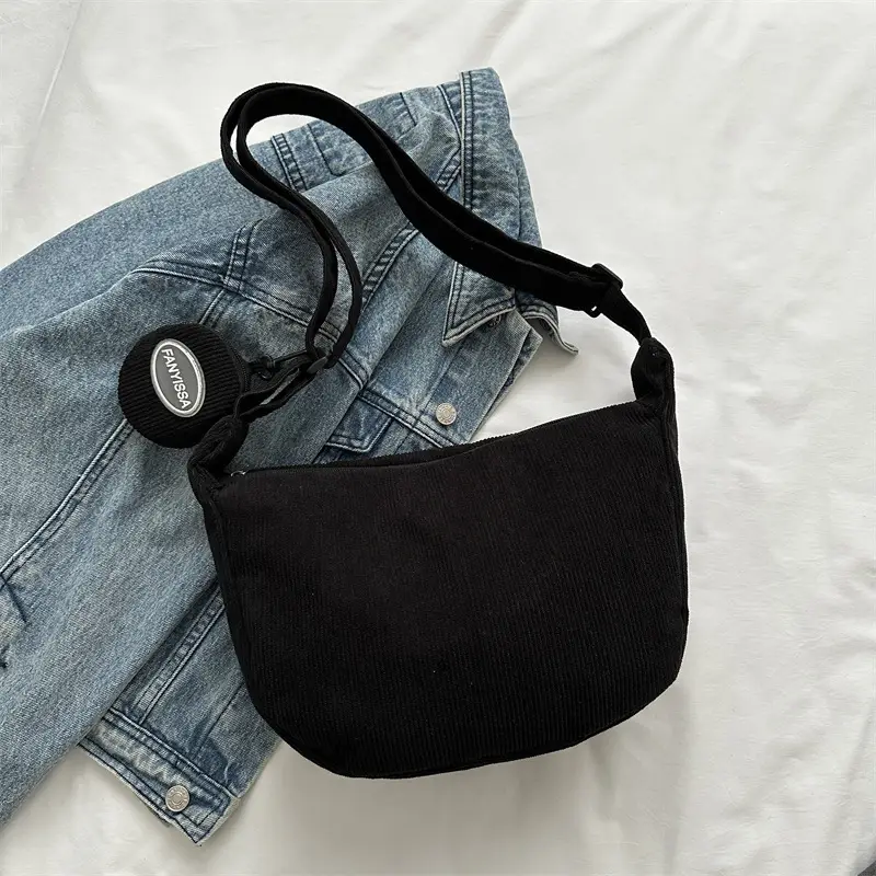Beige Lazy Style Flannel Crossbody Bag for Women - Image 6