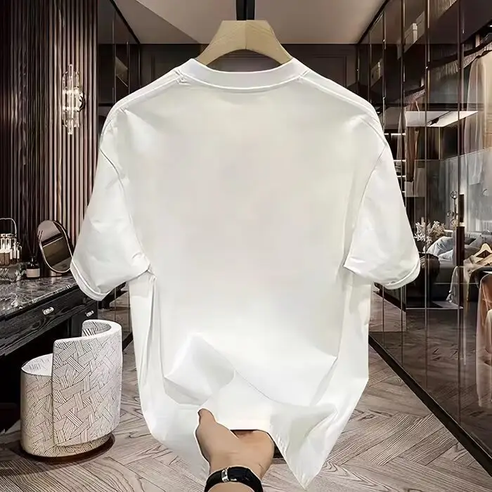 2024 Black Letter Printed T-Shirt Short Sleeve Round Neck - Image 5