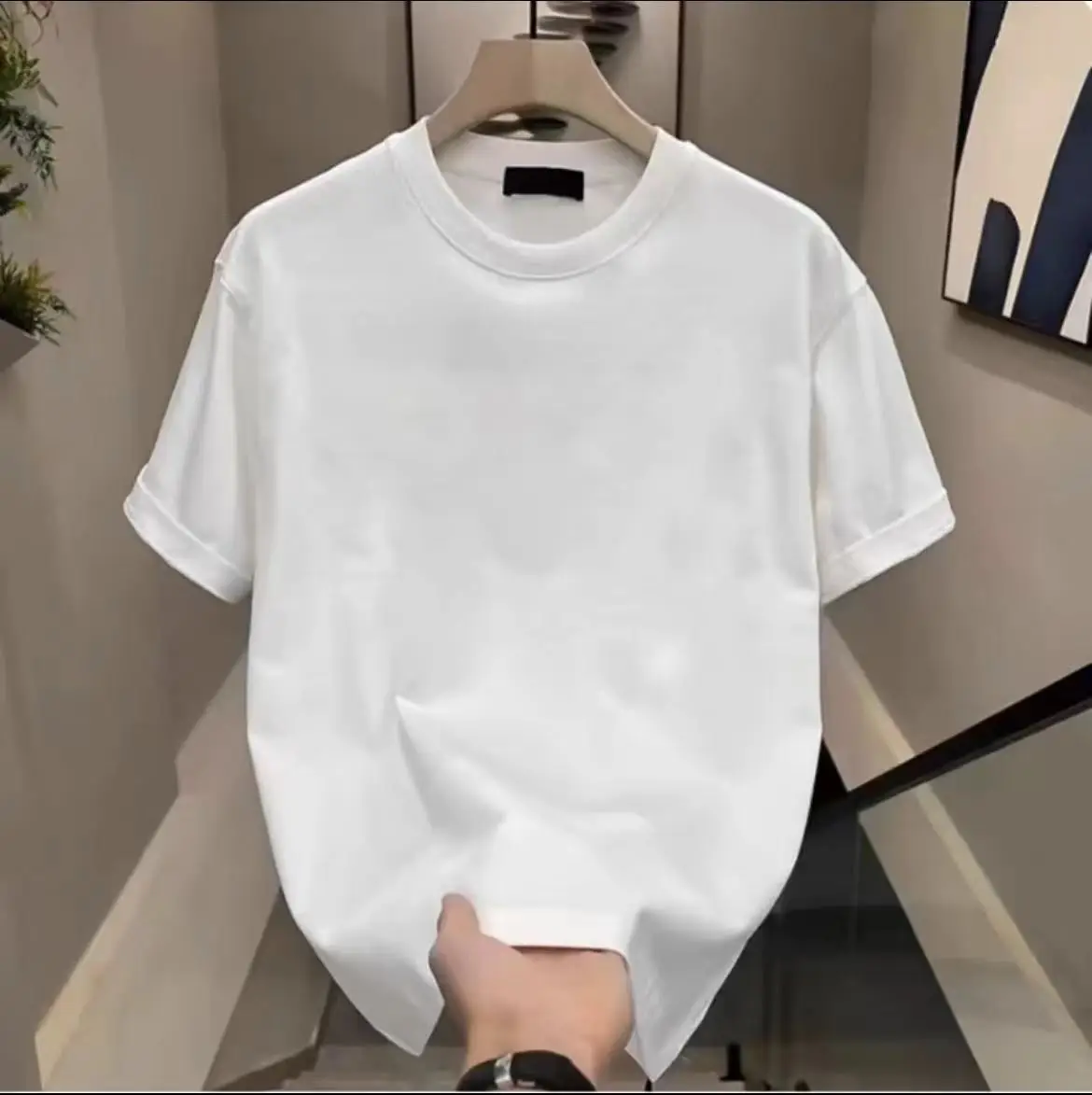 2024 Black Letter Printed T-Shirt Short Sleeve Round Neck - Image 3
