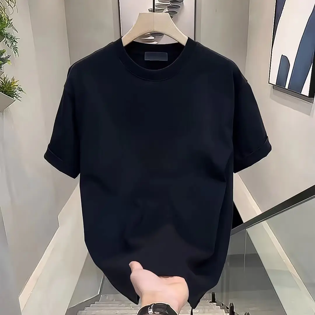 2024 Black Letter Printed T-Shirt Short Sleeve Round Neck - Image 4