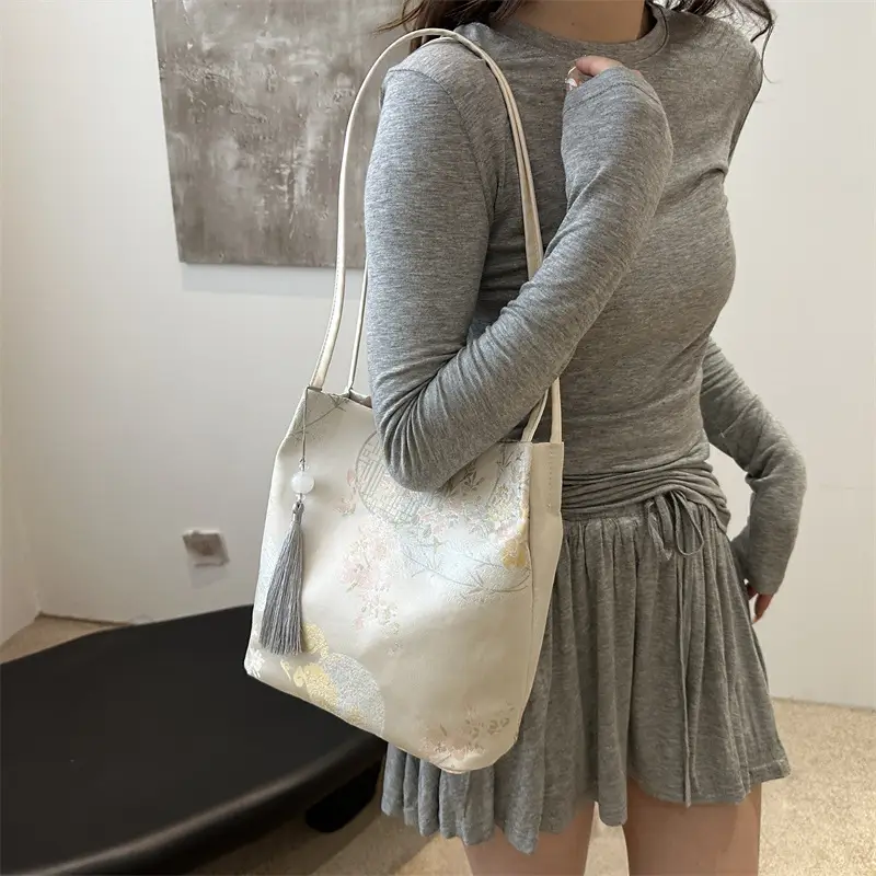 New Chinese Style Shoulder Bag for Women, Pink Silk Embroidery, 2025 Summer - Image 7