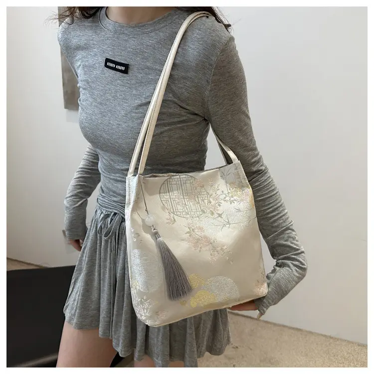 New Chinese Style Shoulder Bag for Women, Pink Silk Embroidery, 2025 Summer — feature 11