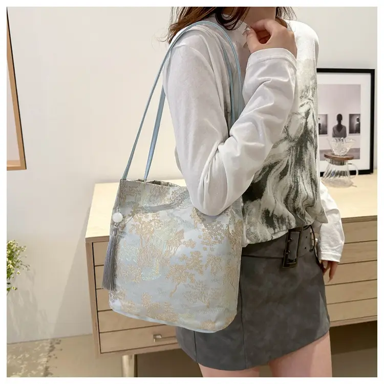 New Chinese Style Shoulder Bag for Women, Pink Silk Embroidery, 2025 Summer — feature 19