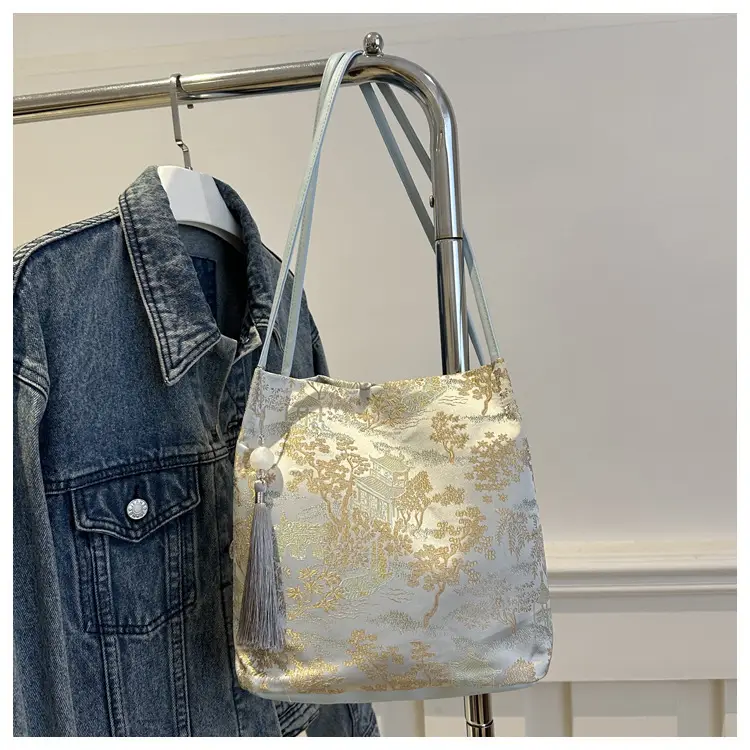 New Chinese Style Shoulder Bag for Women, Pink Silk Embroidery, 2025 Summer — feature 20