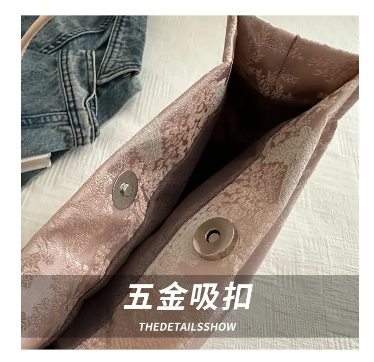 New Chinese Style Shoulder Bag for Women, Pink Silk Embroidery, 2025 Summer — feature 5