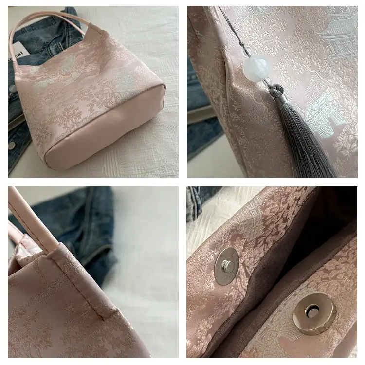 New Chinese Style Shoulder Bag for Women, Pink Silk Embroidery, 2025 Summer — feature 7