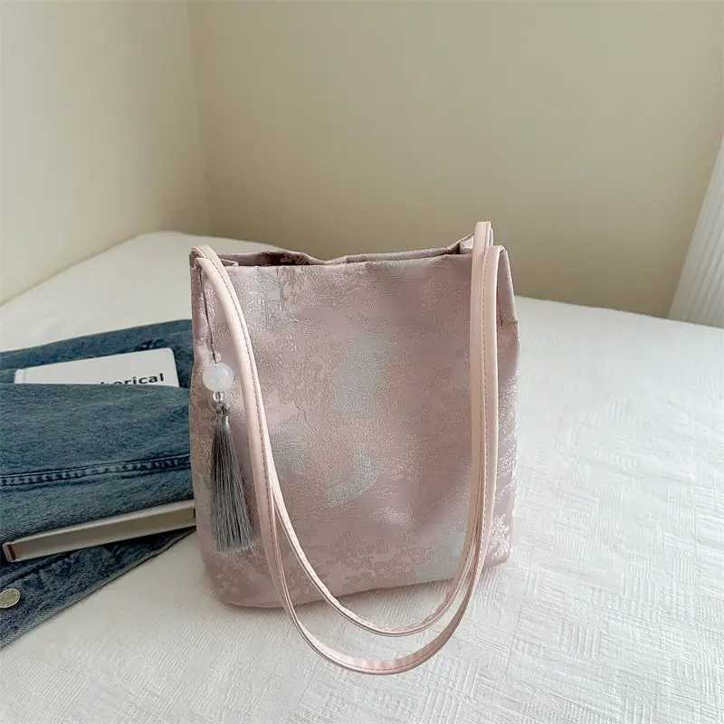 New Chinese Style Shoulder Bag for Women, Pink Silk Embroidery, 2025 Summer - Image 2