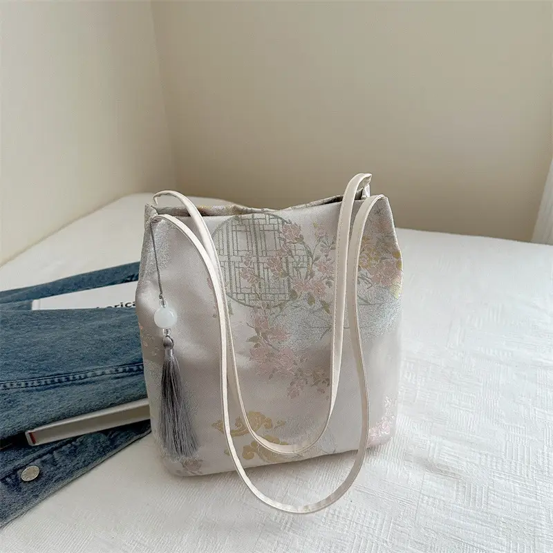 New Chinese Style Shoulder Bag for Women, Pink Silk Embroidery, 2025 Summer - Image 3