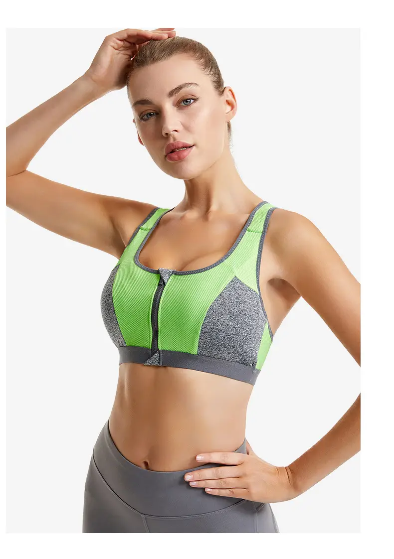 Front Zipper Yoga Vest Sports Bra Blue Grey — feature 14