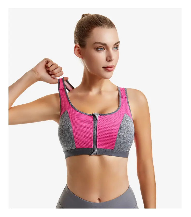 Front Zipper Yoga Vest Sports Bra Blue Grey — feature 20