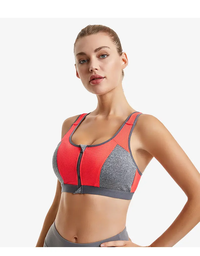 Front Zipper Yoga Vest Sports Bra Blue Grey — feature 22