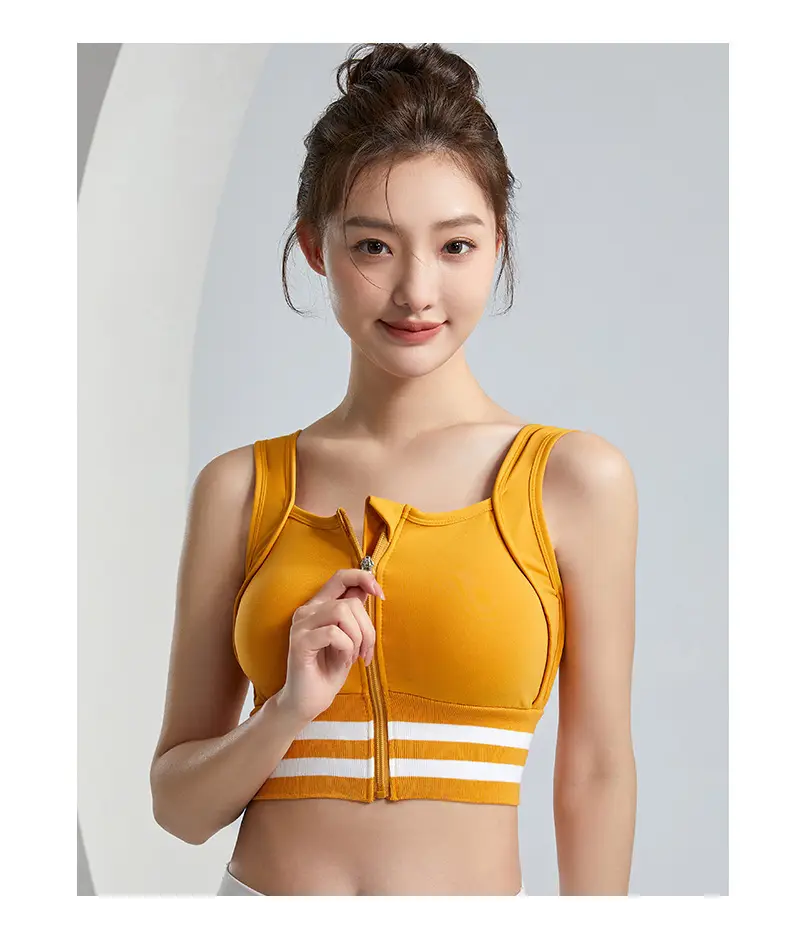 Running Sports Bra Women Non-Rim Front Zipper Quick Dry — feature 13