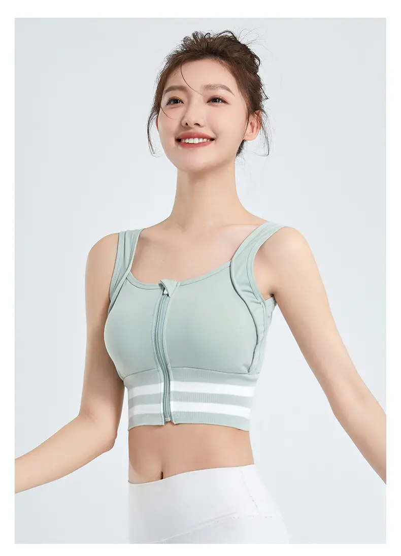 Running Sports Bra Women Non-Rim Front Zipper Quick Dry — feature 15