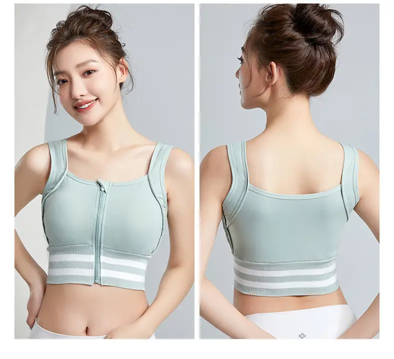 Running Sports Bra Women Non-Rim Front Zipper Quick Dry — feature 16