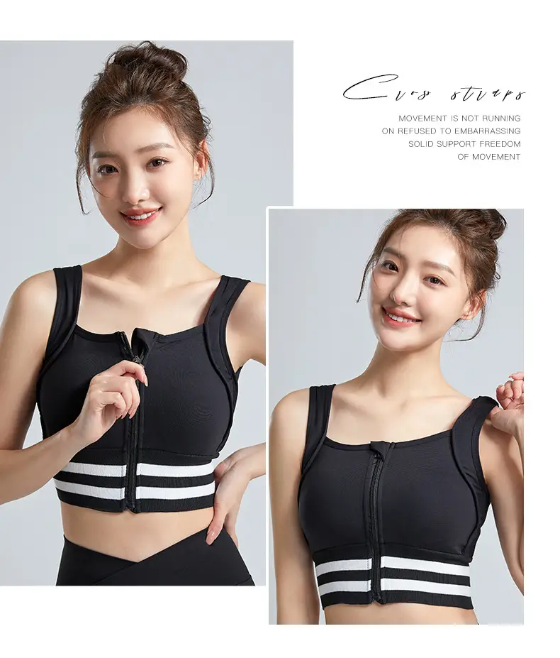 Running Sports Bra Women Non-Rim Front Zipper Quick Dry — feature 20