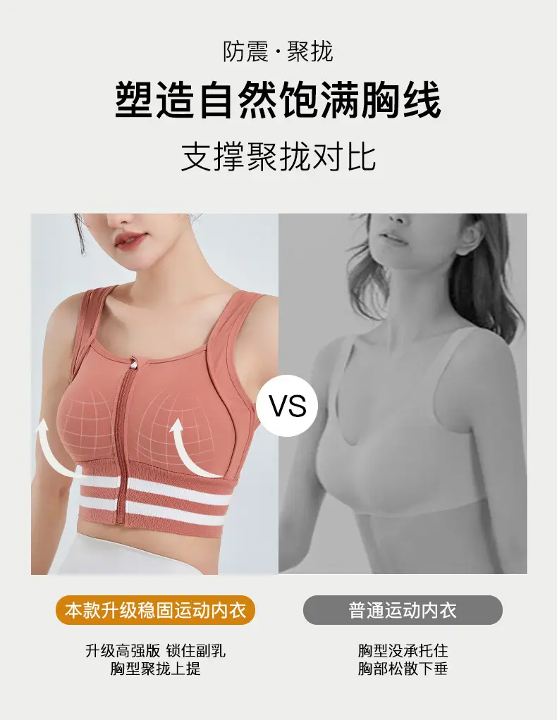 Running Sports Bra Women Non-Rim Front Zipper Quick Dry — feature 6