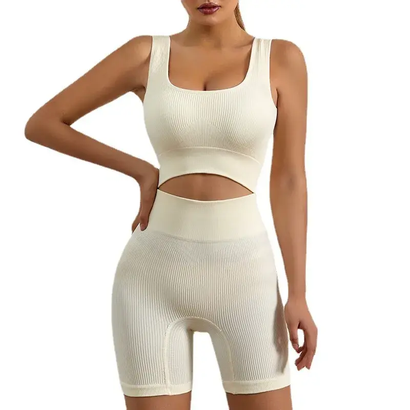 White Ribbed Yoga Vest for Women with Back Closure - Image 33