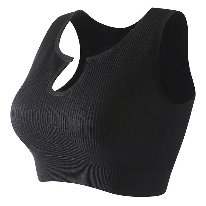 White Ribbed Yoga Vest for Women with Back Closure - Image 10