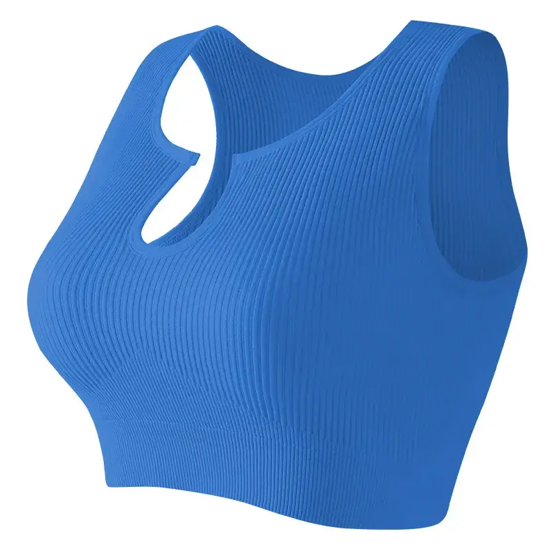 White Ribbed Yoga Vest for Women with Back Closure - Image 11