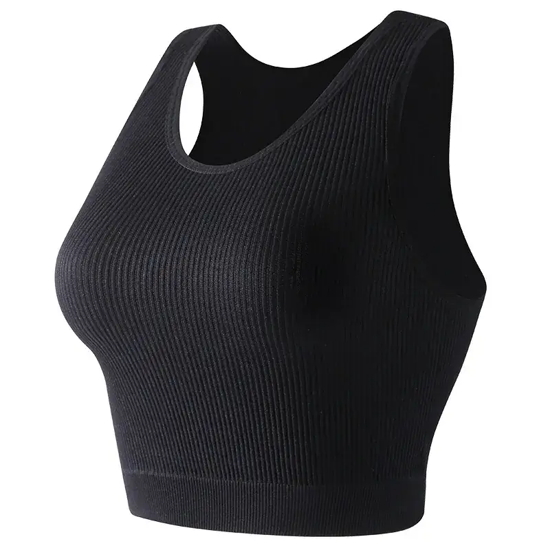 White Ribbed Yoga Vest for Women with Back Closure - Image 6