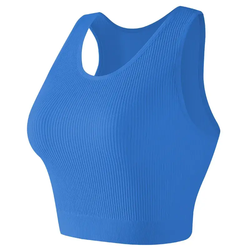 White Ribbed Yoga Vest for Women with Back Closure - Image 7