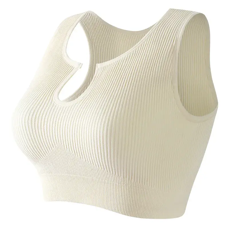 White Ribbed Yoga Vest for Women with Back Closure - Image 9