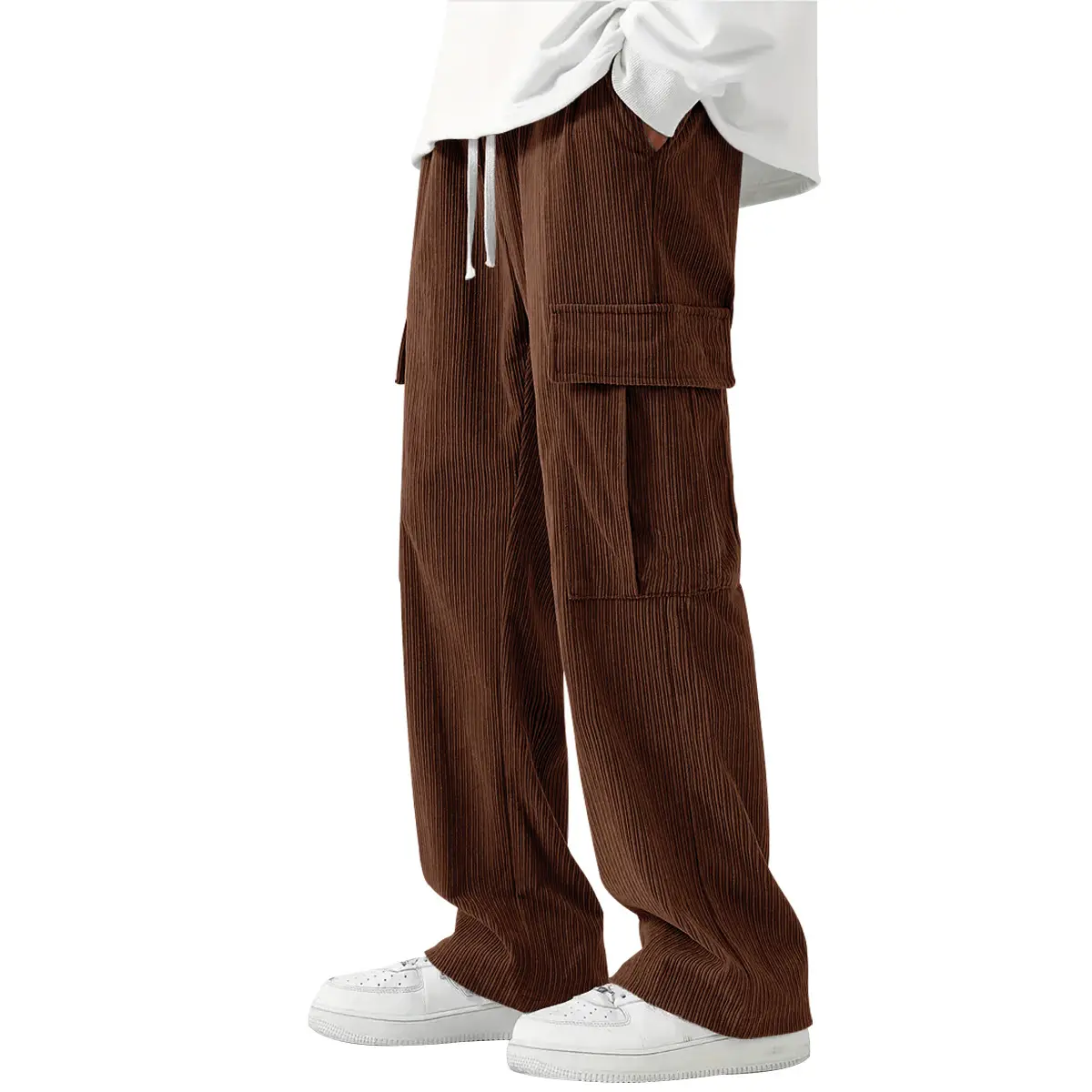 Men's Corduroy Wide Leg Pants Black 2024 - Image 10