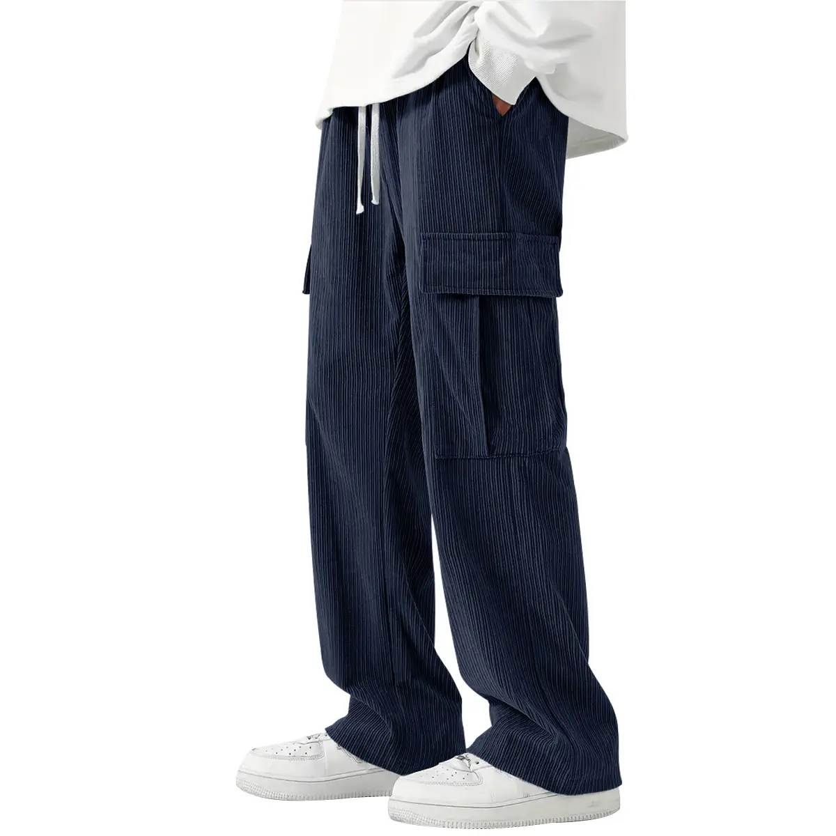 Men's Corduroy Wide Leg Pants Black 2024 — feature 12