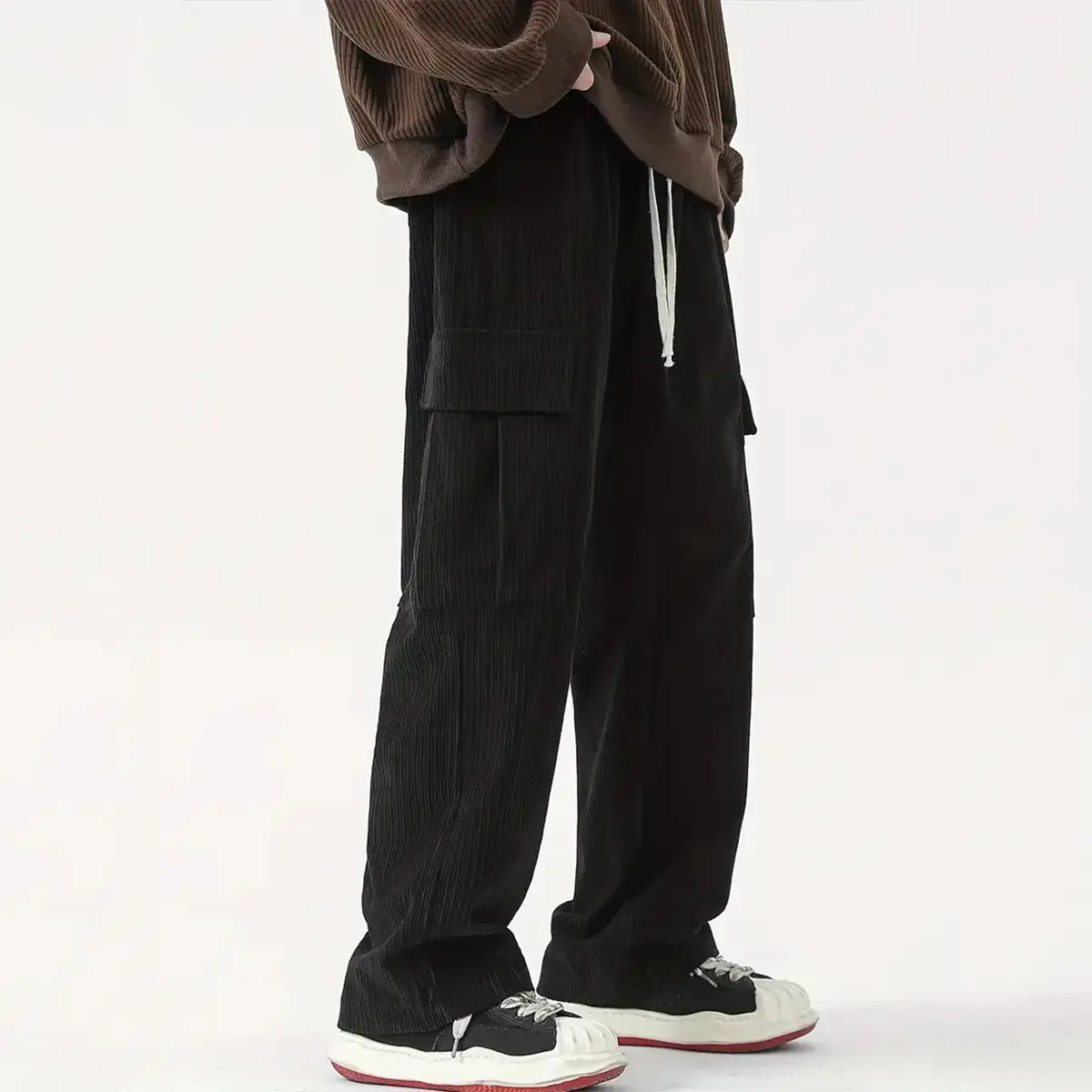 Men's Corduroy Wide Leg Pants Black 2024 — feature 17
