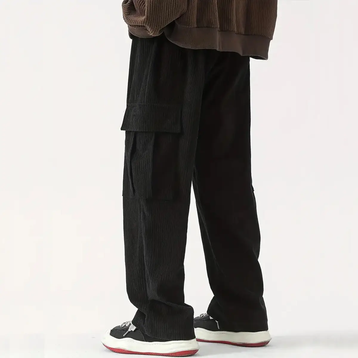 Men's Corduroy Wide Leg Pants Black 2024 — feature 19