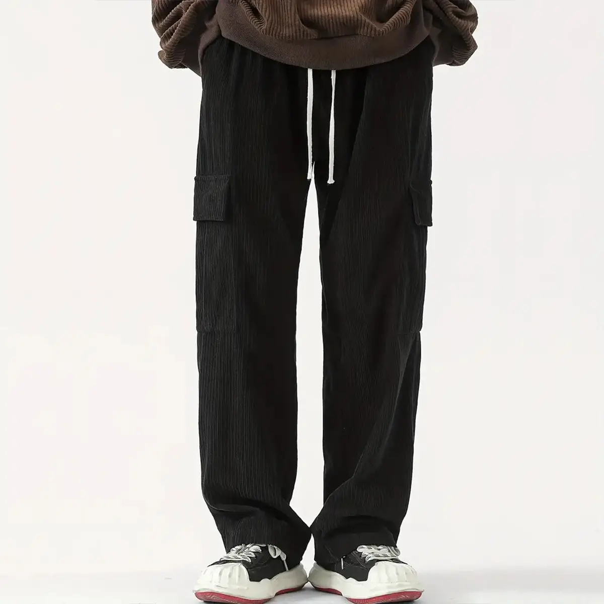 Men's Corduroy Wide Leg Pants Black 2024 — feature 20